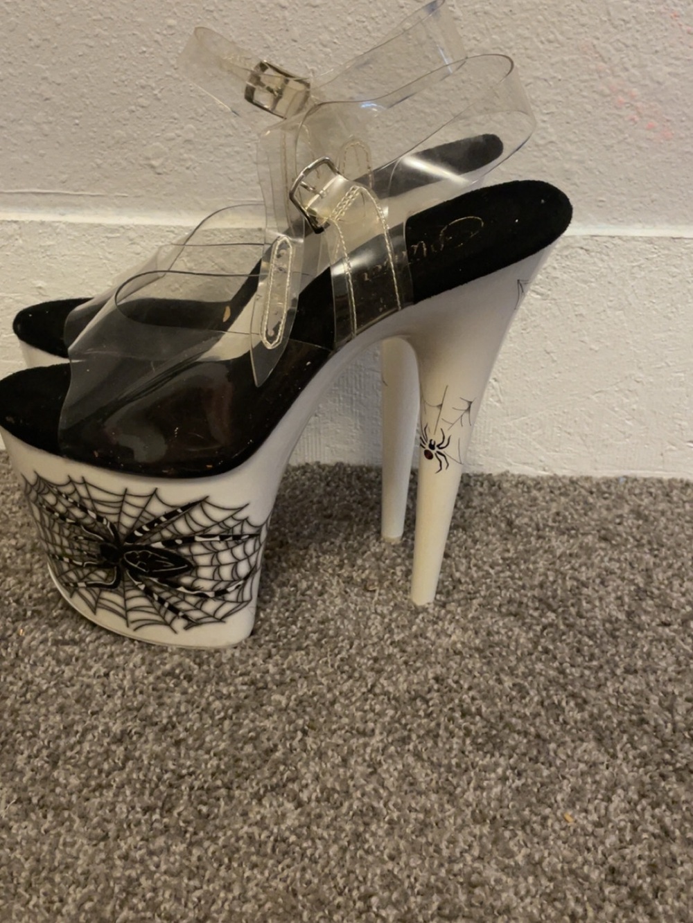 Pleaser Black & Clear Spider-Web Platform Heels - Picture 3 of 6